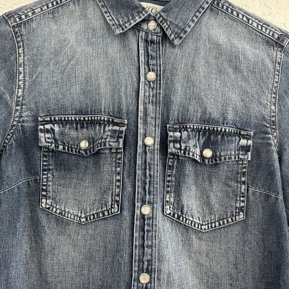J Crew Shirt Womens 0 Blue Denim Western Pearl Snap L/S Cowgirl Rodeo G1394 - Picture 3 of 13